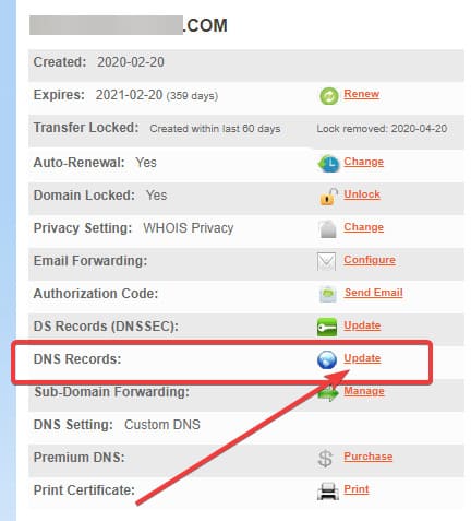 dns domain namesilo record