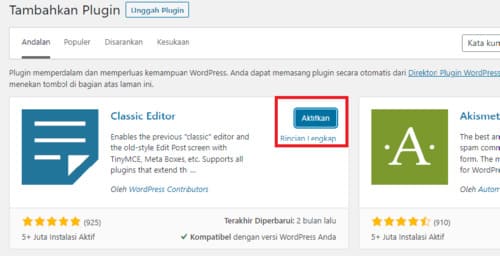 aktifkan plugin