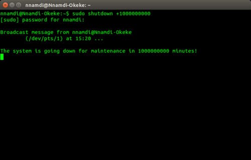sudo shutdown m